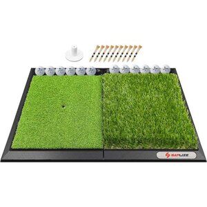 Foldable Heavy-Duty Golf Hitting Mat, Practice Mat with 10mm EVA Rubber